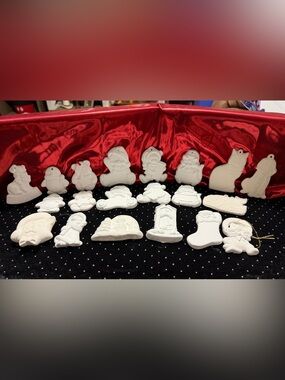 White Ceramic Christmas Ornaments Set